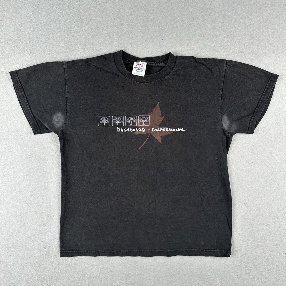 Vintage Dashboard Confessional Shirt Women's Medium Black Leaf Short Sleeve
